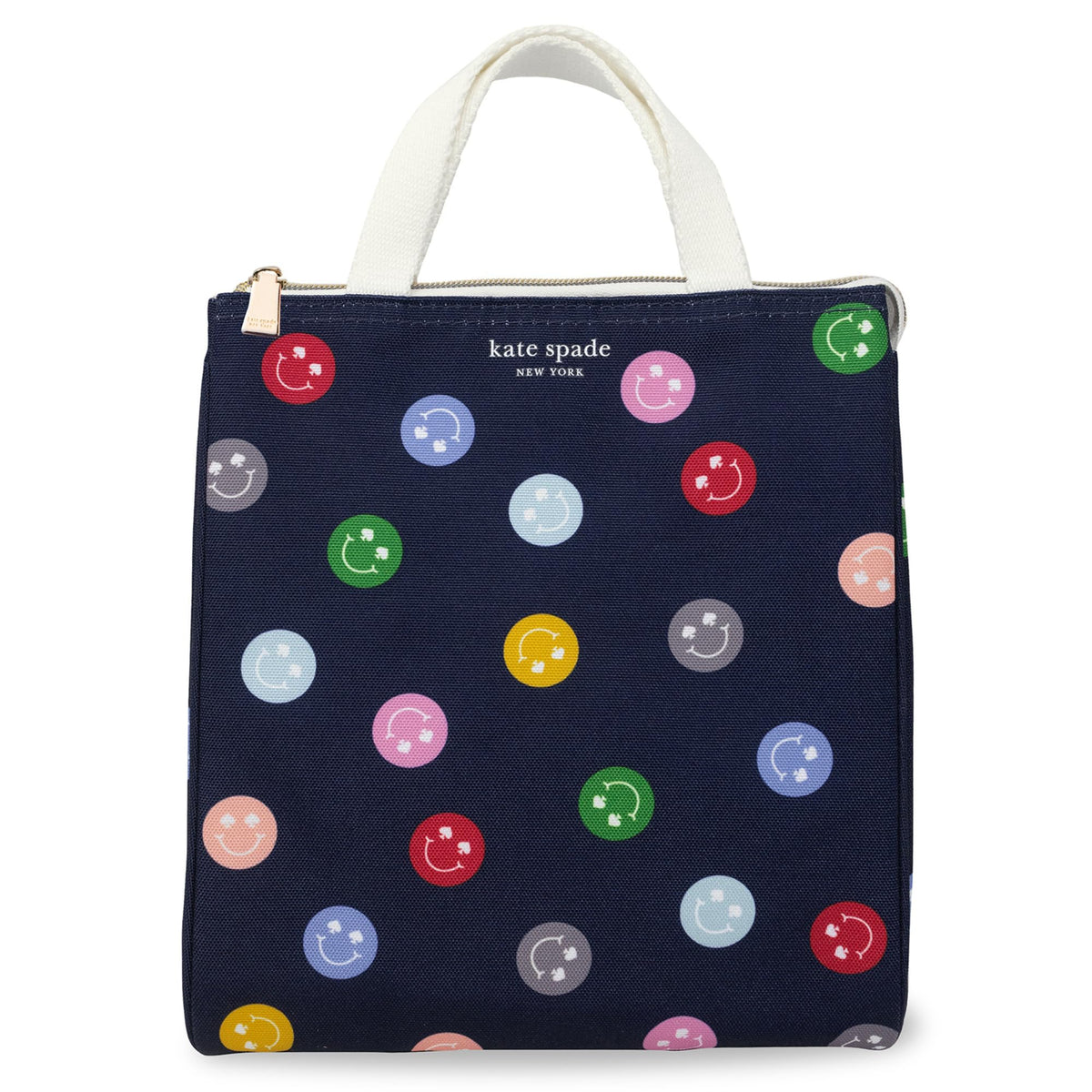 Kate Spade New York, Portable Soft Cooler Lunch Bag with Silver Insulated Interior Lining and Storage Pocket, Joy Dot