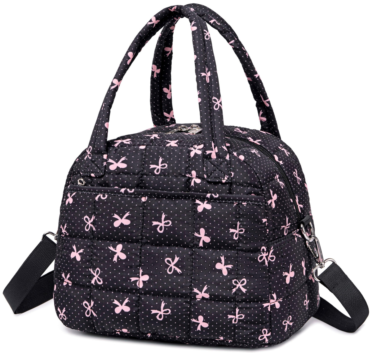 LEDAOU Lunch Box for Women, Quilted Insulated Lunch Bag, Puffy Lunch Tote with Adjustable Shoulder Strap for Work School Travel (Brown, Regular 9L)