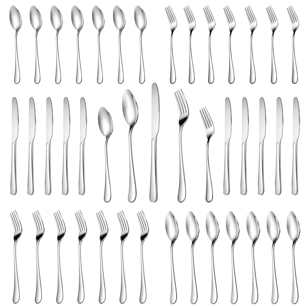 40 Pcs Silverware Set Service for 8, Food Grade Stainless Steel Flatware Set, Mirror Polished Cutlery Utensil Sets, Kitchen Eating Tableware Sets, Include Dinner Knives Fork Spoon, Dishwasher Safe
