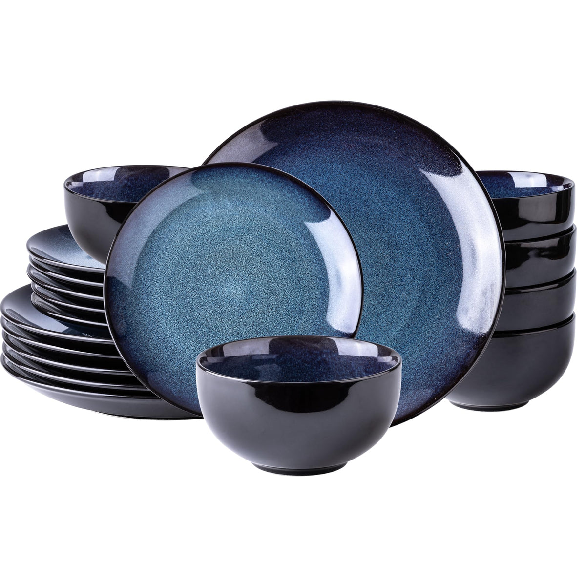 LeRatio Ceramic Dinnerware Sets for 6,18Pcs Porcelain Plates and Bowls Set