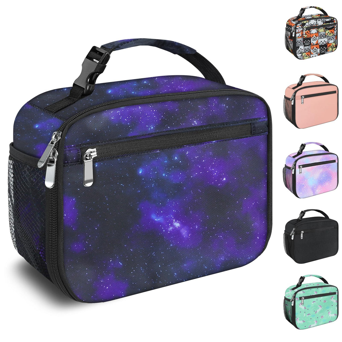 Kids Lunch Box for Boys Girls Lunch Bag Insulated Durable Lunchbox Children Lunch Tote Bag for School Black