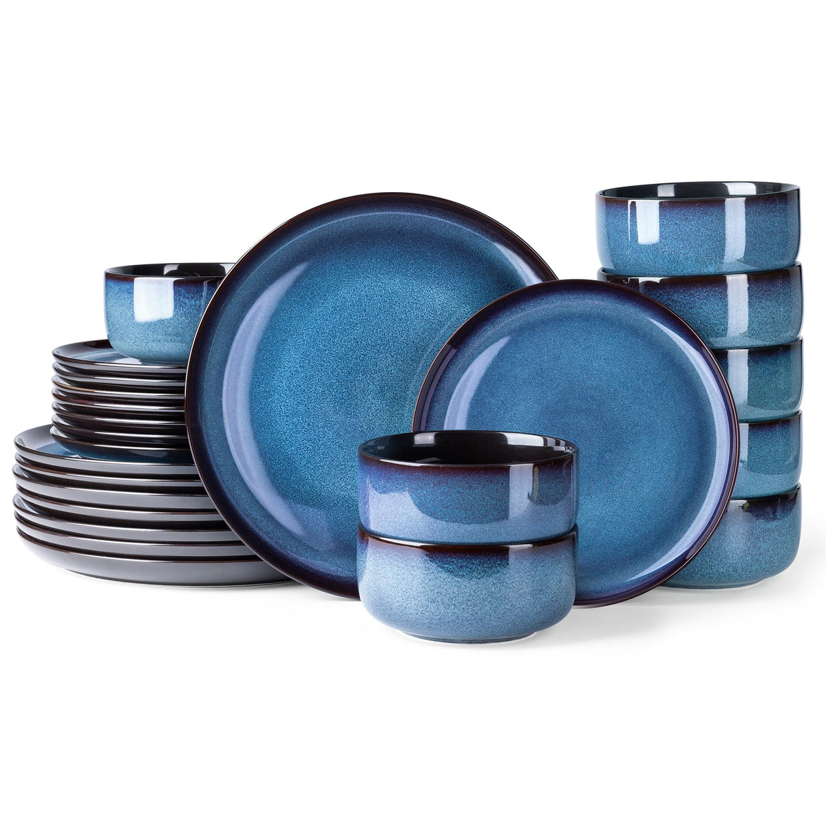 LeRatio Ceramic Dinnerware Sets for 4,12Pcs Porcelain Plates and Bowls Set