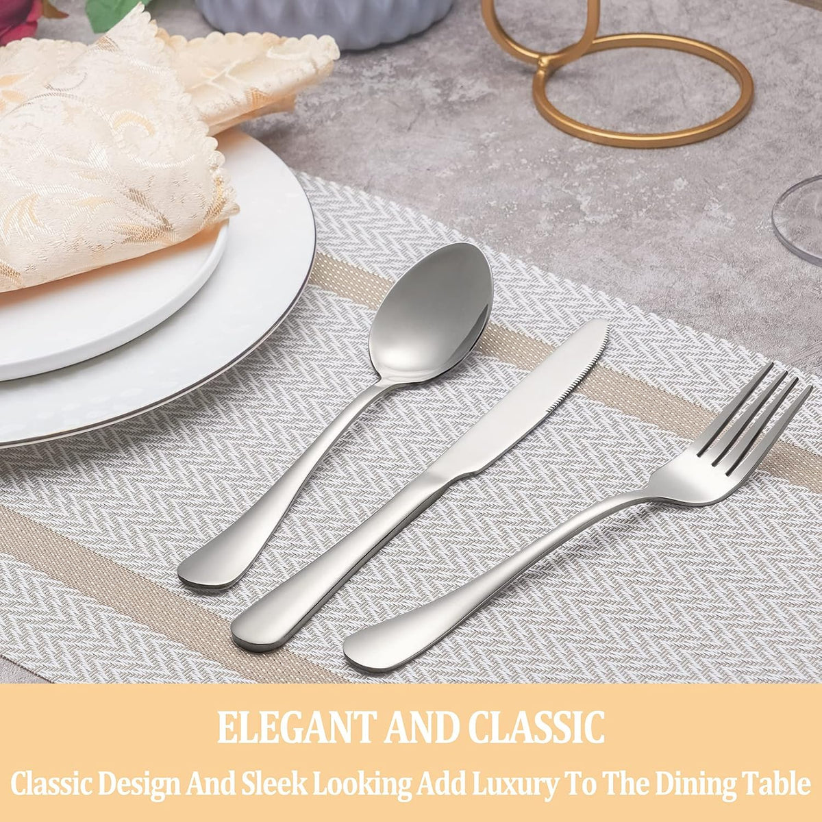 40 Pcs Silverware Set Service for 8, Food Grade Stainless Steel Flatware Set, Mirror Polished Cutlery Utensil Sets, Kitchen Eating Tableware Sets, Include Dinner Knives Fork Spoon, Dishwasher Safe