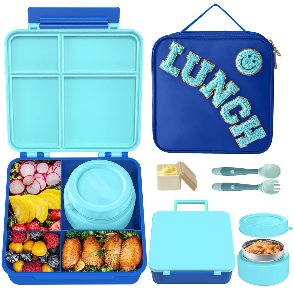 Aimsnk Lunch Box Kids with Thermo Insulated Lunch Bag for School, Purple