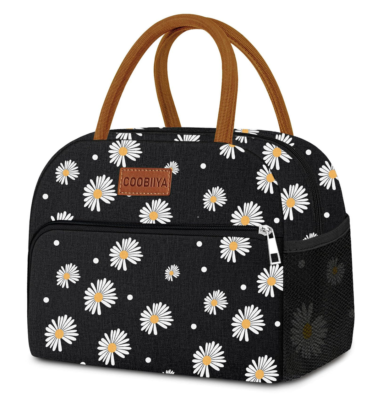 Coobiiya Lunch Bag Women,Lunch Box LunchBag for Women Adult Men, Small Leakproof Cute Lunch Tote Large Capacity Reusable Insulated Cooler Lunch Container for Work/Office/Picnic/Travel-Black Polka Dot