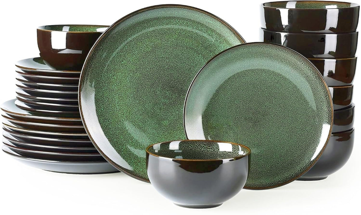 LeRatio Ceramic Dinnerware Sets for 6,18Pcs Porcelain Plates and Bowls Set