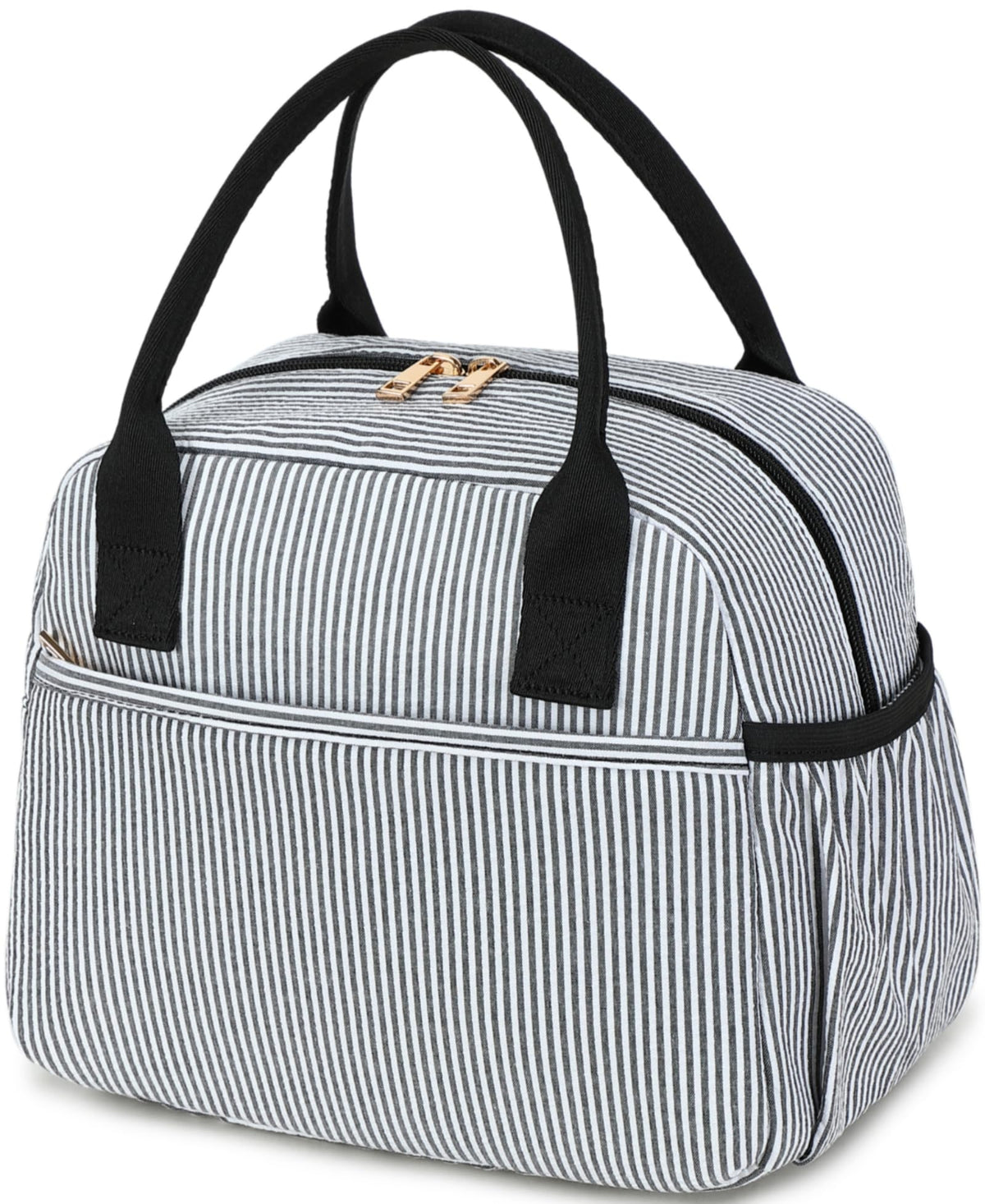 CAMTOP Lunch Box for Women Insulated Lunch Bag Lunchbox Cooler Thermal Leakproof Quilted Reusable Lunch Tote Bag for Work School Travel Picnic (Black)