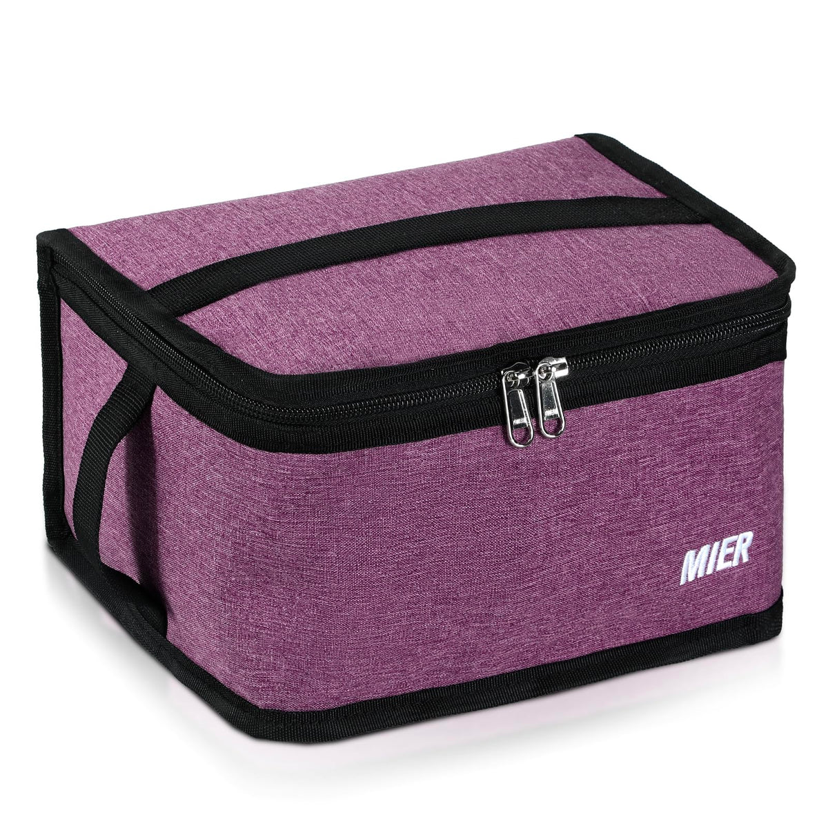 MIER Small Lunch Bag for Kids & Adults Compact Insulated Lunch Box, Black