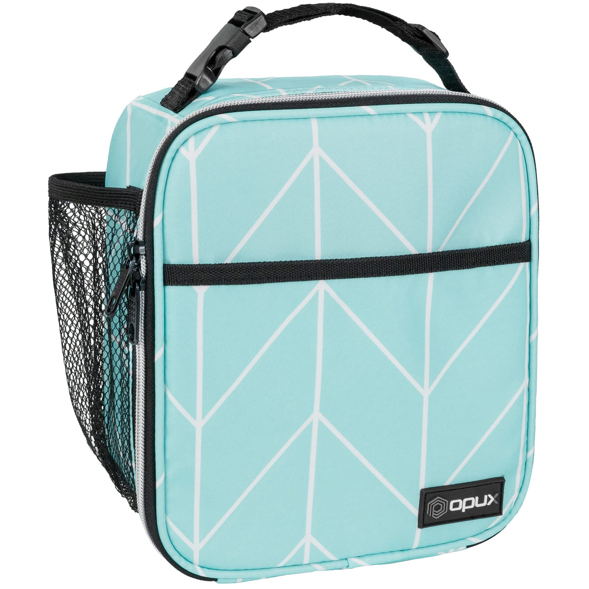 opux Insulated Lunch Bag for Kids Boys Girls, Small Compact Lunch Box with Wide Opening & Mesh Pockets, Reusable Lunch Pail for School, Work, Adults, Men, Women, Charcoal Grey