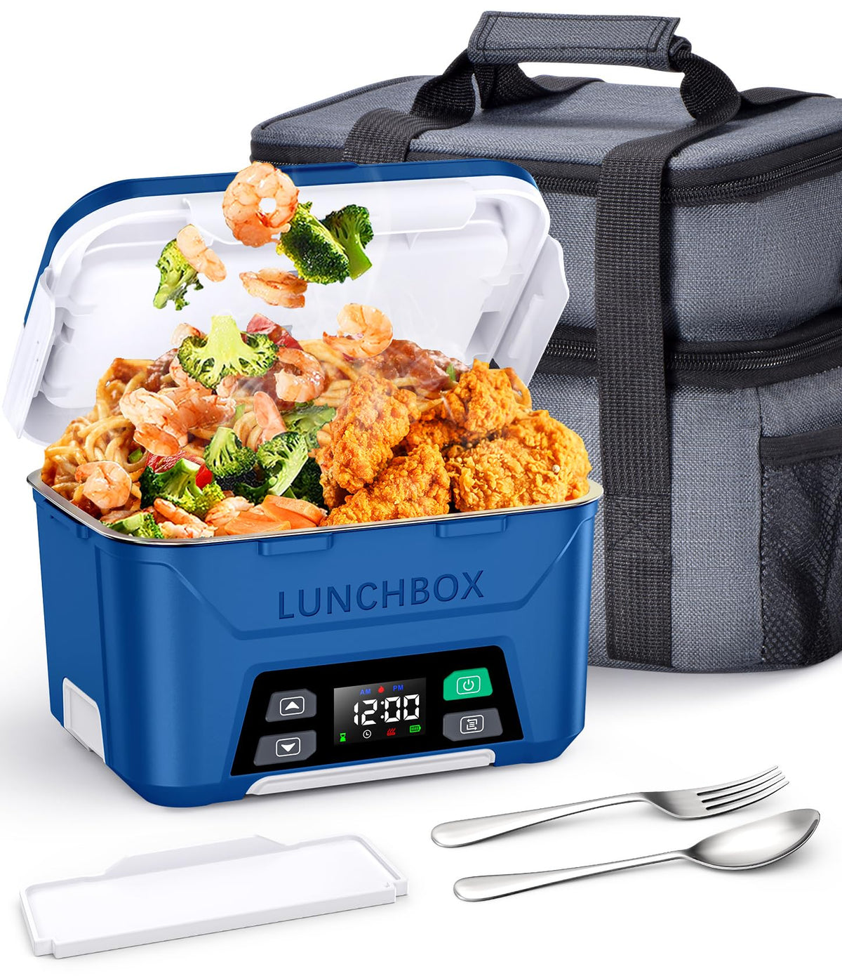 Docusvect Cordless Electric Lunch Box for Adults 1.3L with Schedule Heating