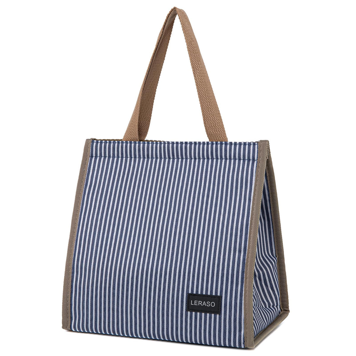 Insulated Lunch Bag for Work, 10.2"x5.9"x10.2" Oxford Waterproof Lunch Tote, Thermal Lunch Box for Office, Picnic & Outdoor, Pink and White Striped Canvas Tote Bag