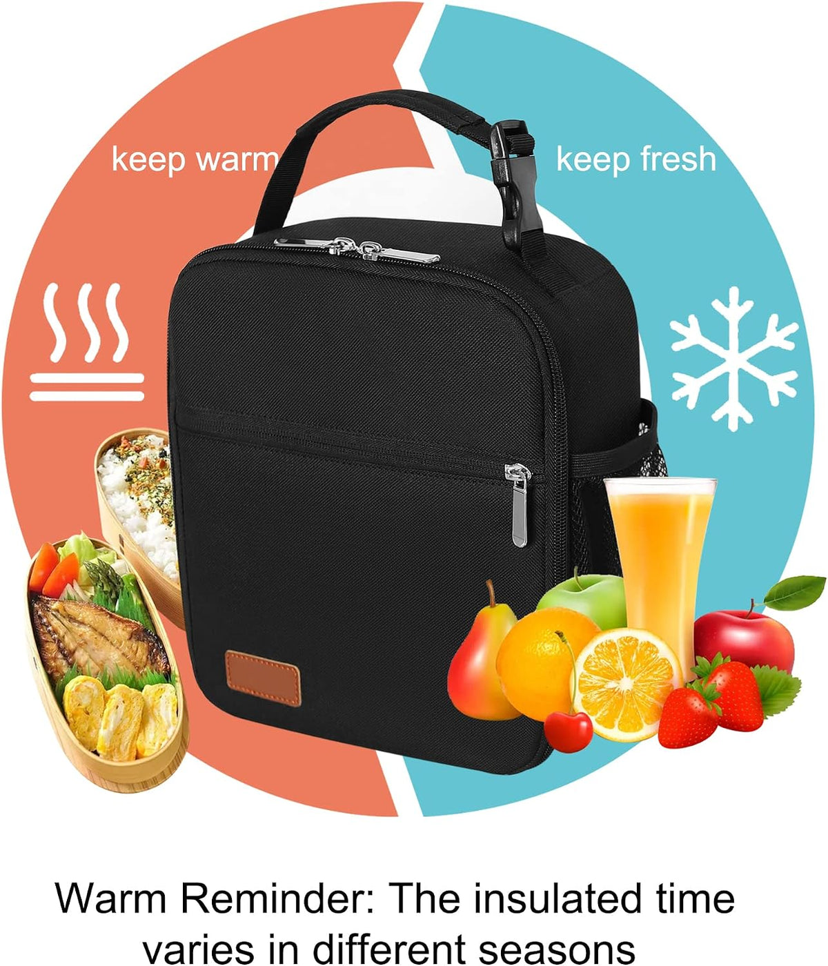 Lunch Box for Men & Women Durable Lunch Bag for Work & Adults Reusable Insulated Small Lunchbox Black