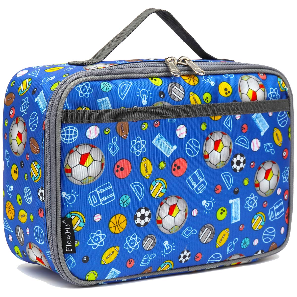 FlowFly Kids Lunch box Insulated Soft Bag Mini Cooler Back to School Thermal Meal Tote Kit for Girls, Boys,Cyan