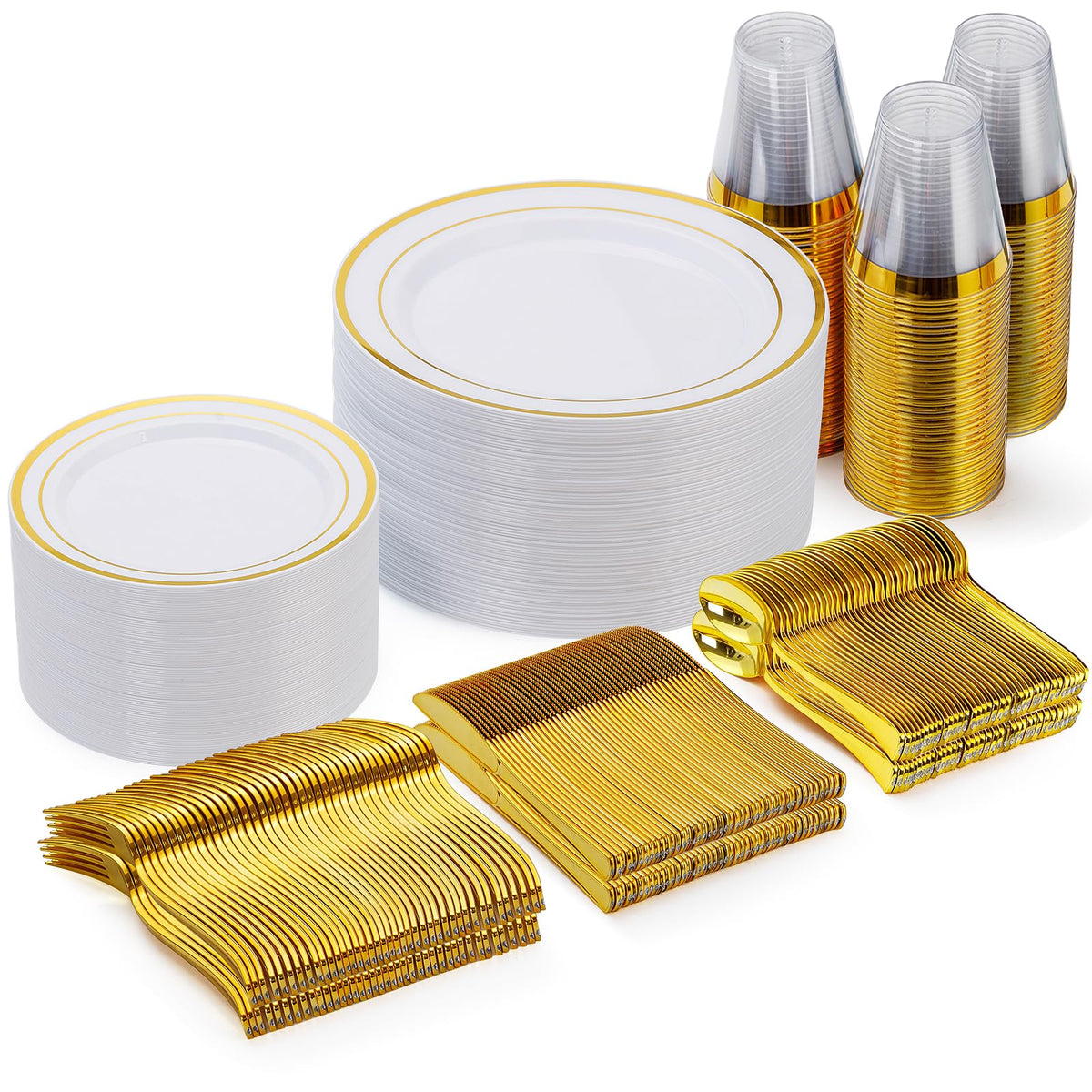 Goodluck 600 Plastic Piece Disposable Silver Plates for 100 Guests