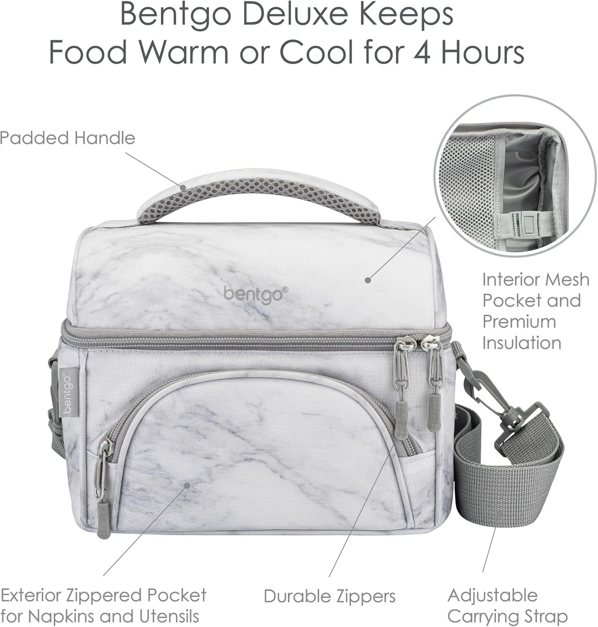 Bentgo Deluxe Insulated Lunch Bag with Adjustable Strap & Outer Pocket