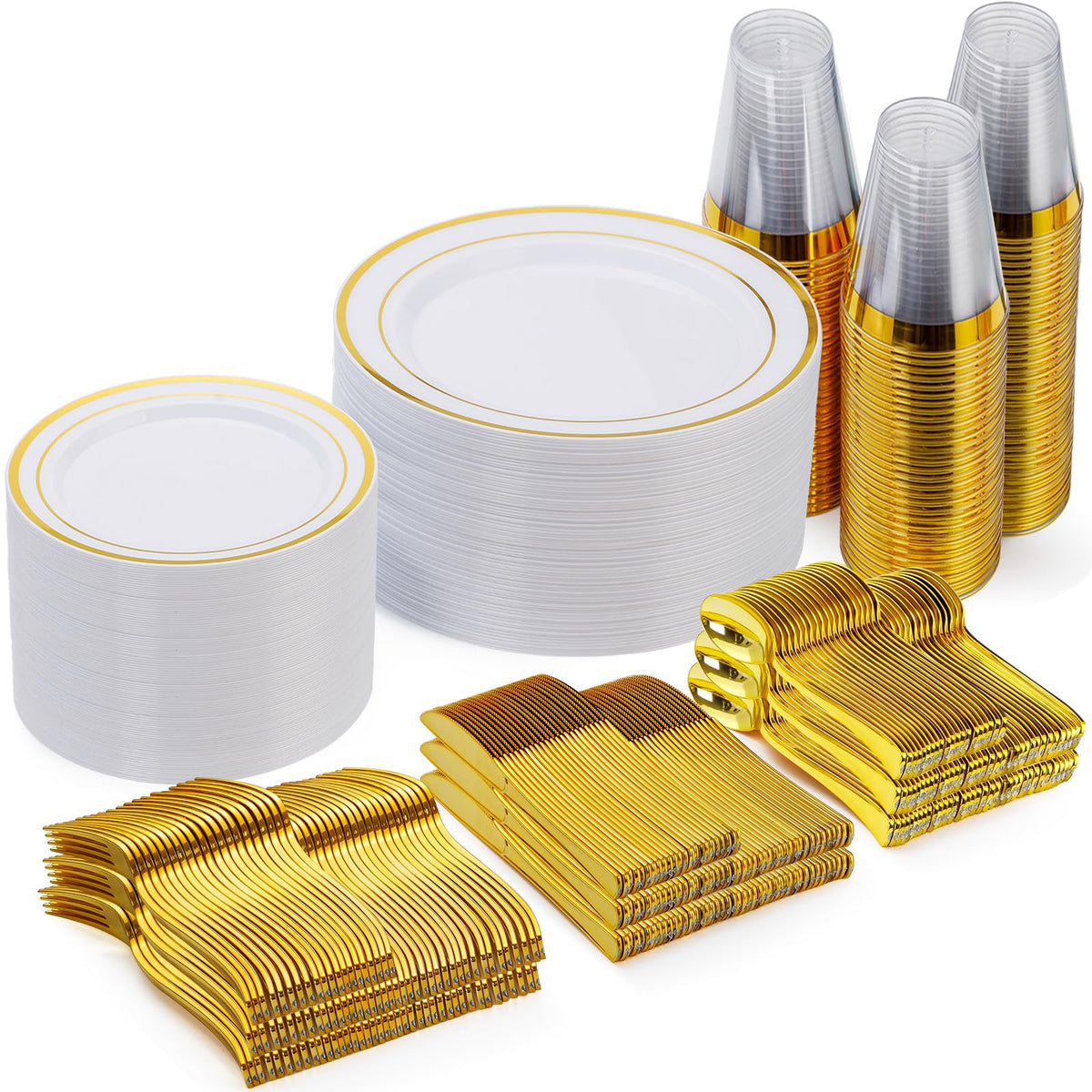 Goodluck 600 Plastic Piece Disposable Silver Plates for 100 Guests