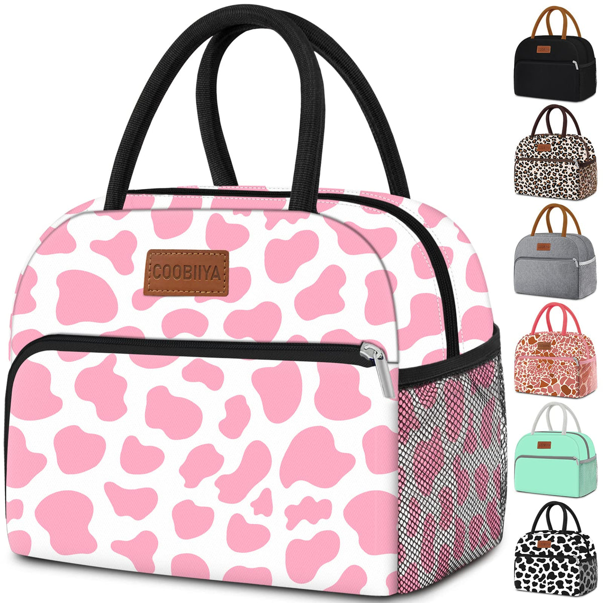 Coobiiya Lunch Bag Lunch Box for Women Men, Reusable Cute Corduroy Lunchbag - Leakproof, Insulated LunchBox Tote with Large Capacity, Dot