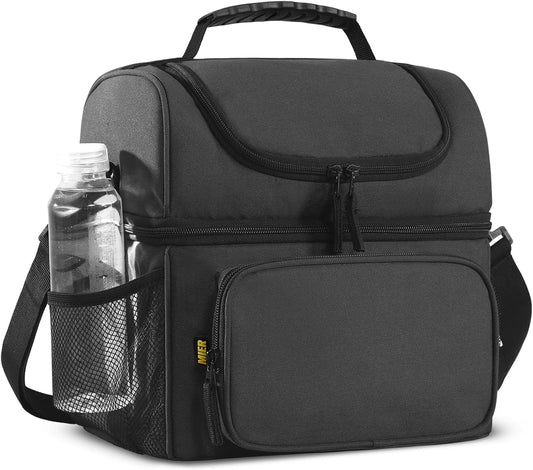 MIER Men's Insulated Lunch Box Large Lunch Bag Cooler for Outdoor Dark Gray