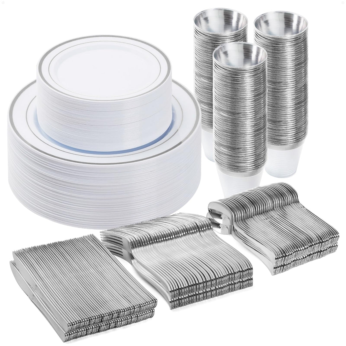 BESTVIP 600PCS Gold Dinnerware Set for 100 Guests,