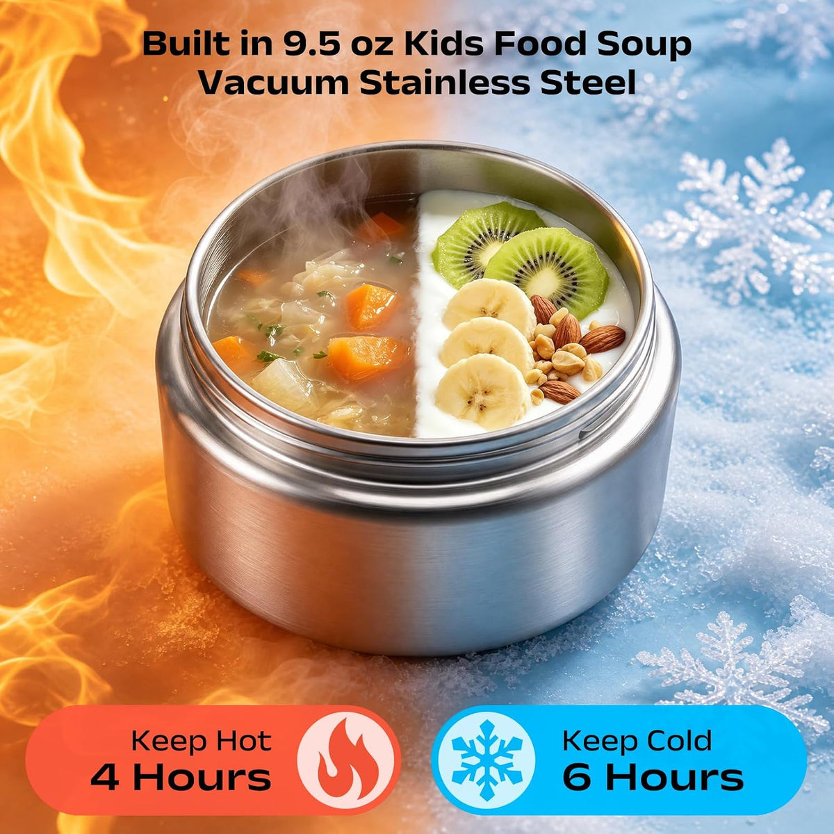 Bento Lunch Box Set for Kids with 8.5oz Hot Food Jar Leak-Proof Lunch Food Container with Insulated Lunch Bag for Toddlers Girls Boys Teens to School, Office, Picnic, Camping, Travel - Blue