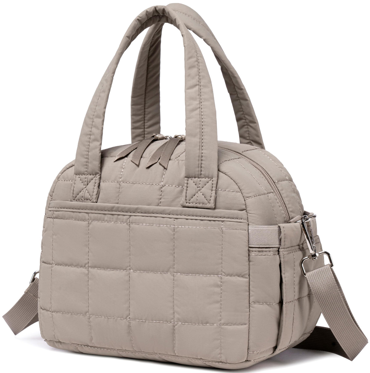 LEDAOU Lunch Box for Women, Quilted Insulated Lunch Bag, Puffy Lunch Tote with Adjustable Shoulder Strap for Work School Travel (Brown, Regular 9L)
