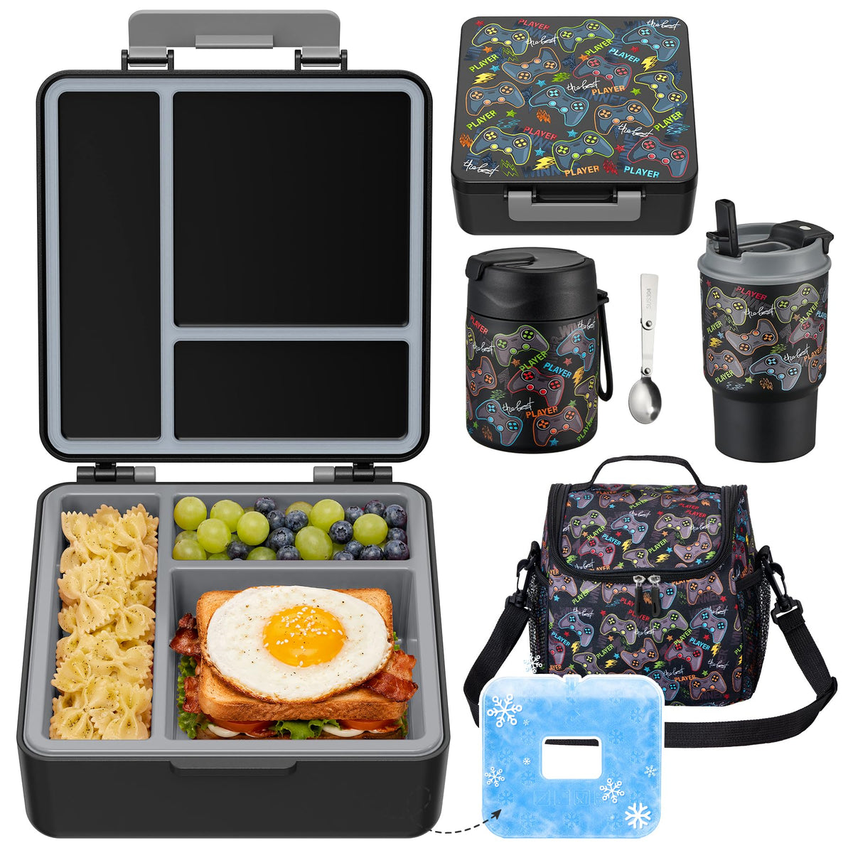 Pawtong Lunch Box Set with Bento Box Container, 17OZ Stainless Steel Food Soup Thermo, Kids Water Bottle & Portable Insulated Lunch Bag – Leakproof, Hot/Cold Retention for School, Travel (Purple)