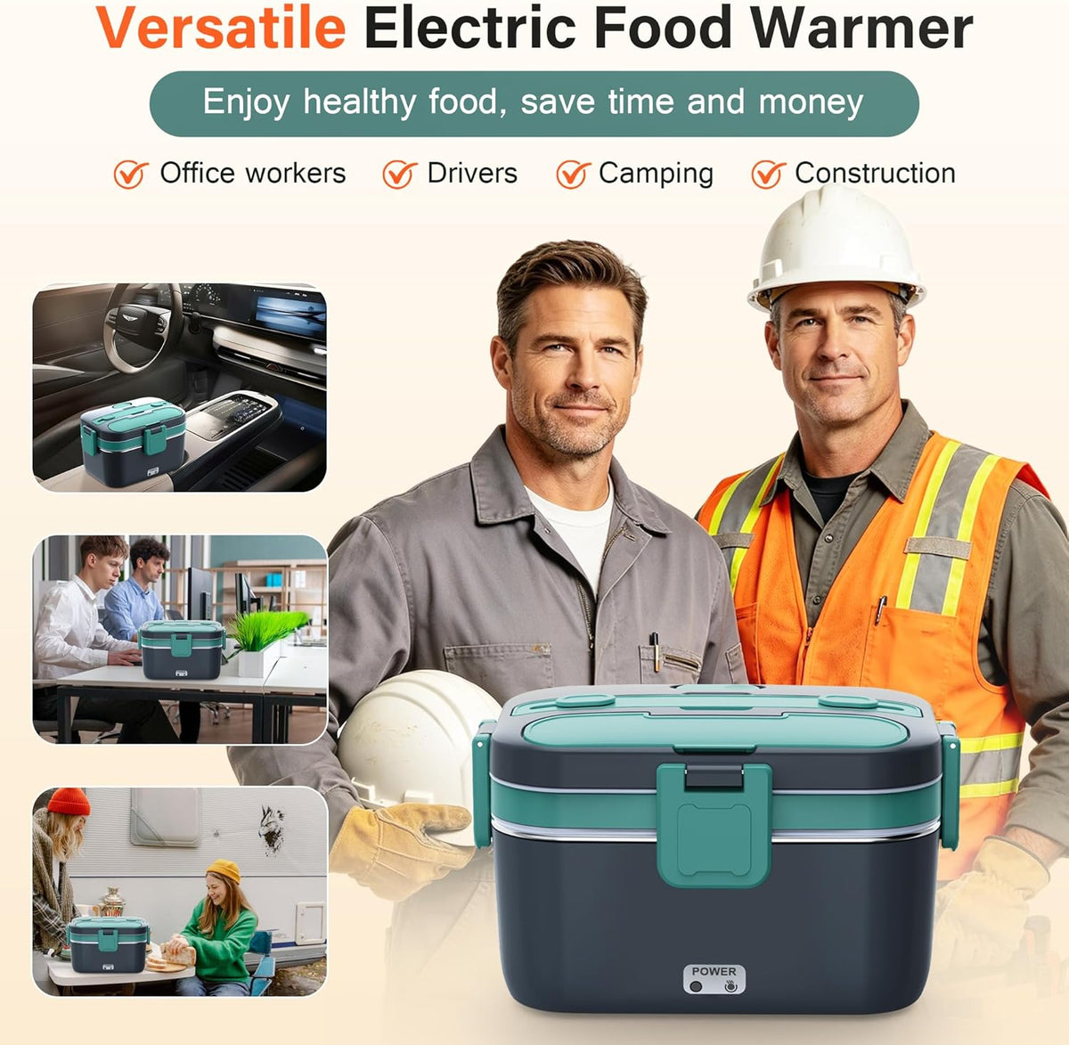 2.8L Electric Heated Lunch Box for Adult 100W Portable Food Warmer