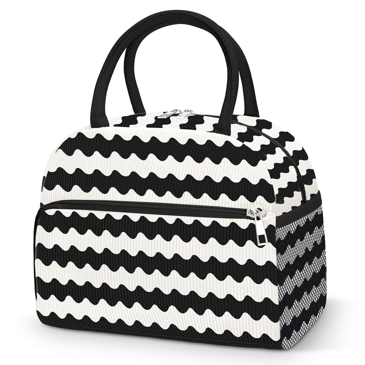 Coobiiya Lunch Bag Women,Lunch Box LunchBag for Women Adult Men, Small Leakproof Cute Lunch Tote Large Capacity Reusable Insulated Cooler Lunch Container for Work/Office/Picnic/Travel-Black Polka Dot
