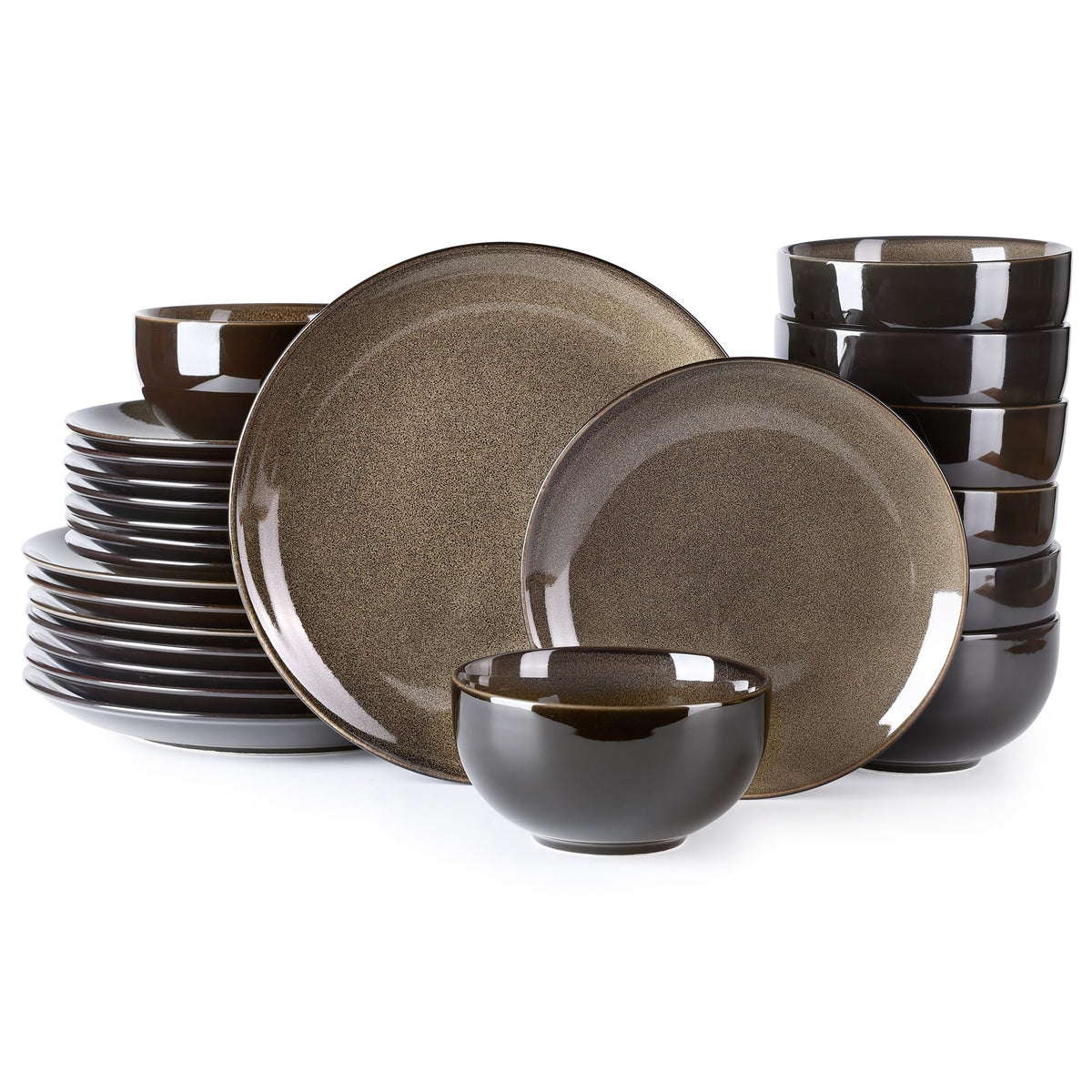 LeRatio Ceramic Dinnerware Sets for 6,18Pcs Porcelain Plates and Bowls Set