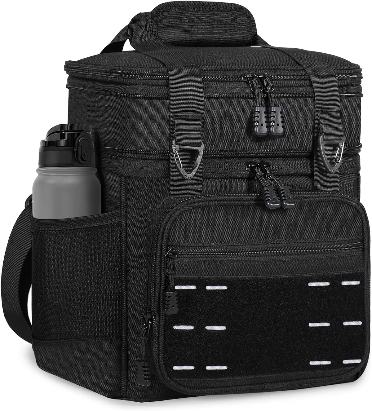 TENKIST Tactical Expandable Lunch Box Men 2 Layer Cooler Bag 20 Cans Black
