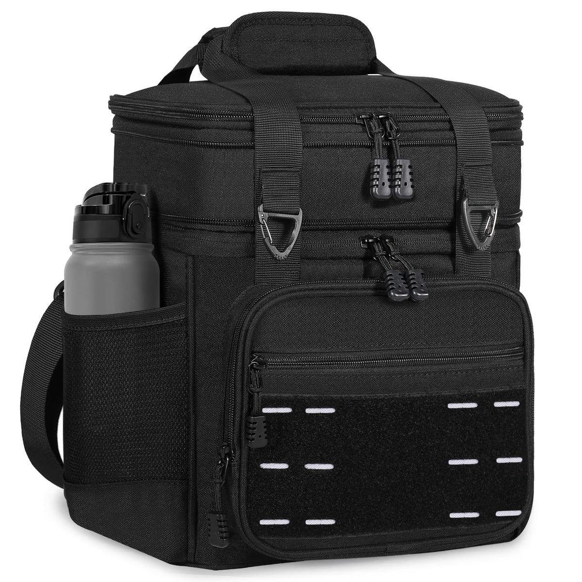 TENKIST Tactical Expandable Lunch Box Men 2 Layer Cooler Bag 20 Cans Black