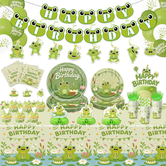 197 PCS Frog Birthday Party Supplies, Cute Frog Decorations for Kids