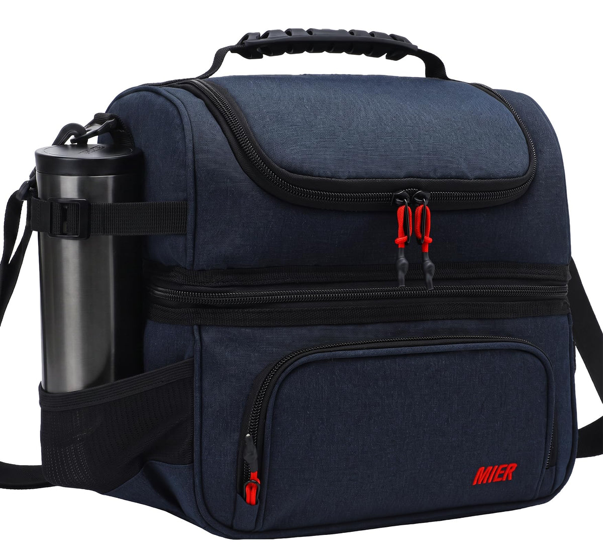 MIER Lunch Box for Men Dual Compartment Adult Lunch Bag for Work Army Green