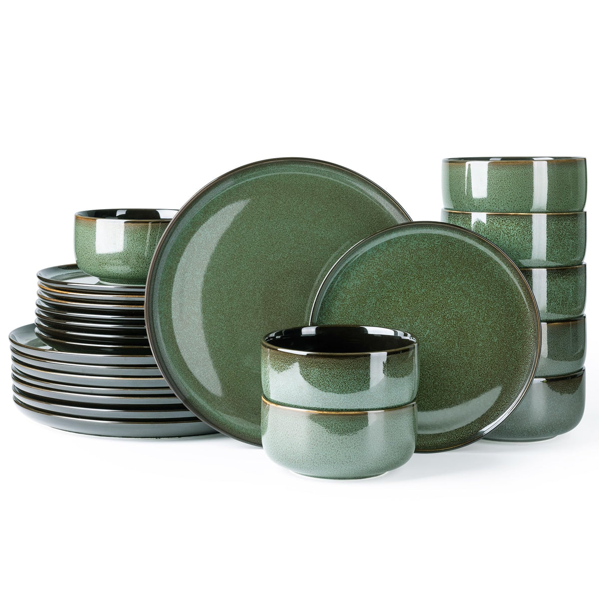 LeRatio Ceramic Dinnerware Sets for 4,12Pcs Porcelain Plates and Bowls Set