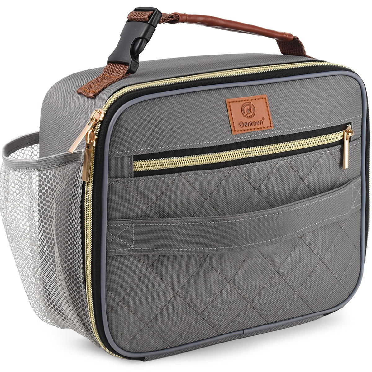 Genteen Lunch Box for Kids, Boys - Insulated Small LunchBox Reusable, Zip Closure & Buckle Handle, Portable Cooler for Work, School, Travel (White)