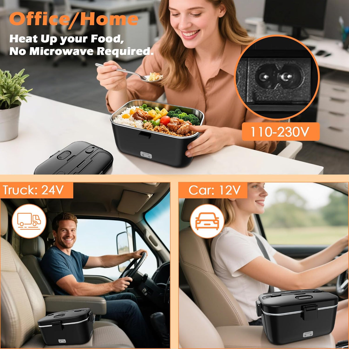 COZYEXPERT Electric-Lunch-Box-Heated-Food-Warmer 100W Heating Box for Adult