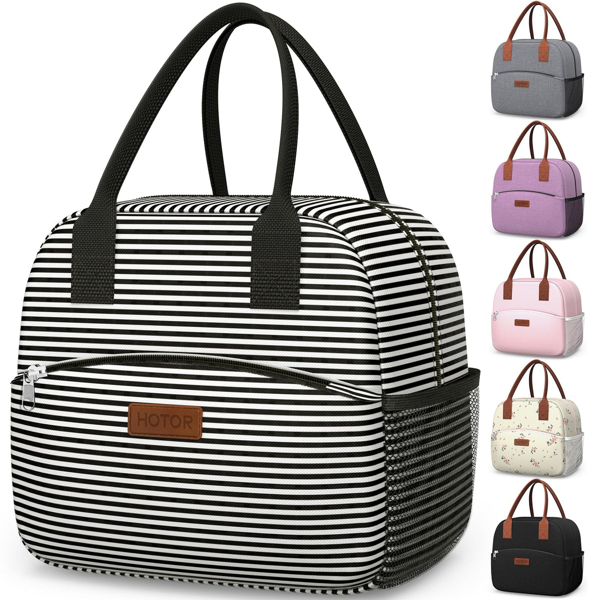 HOTOR Lunch Bag Women Men Insulated Lunch Box Black 10L