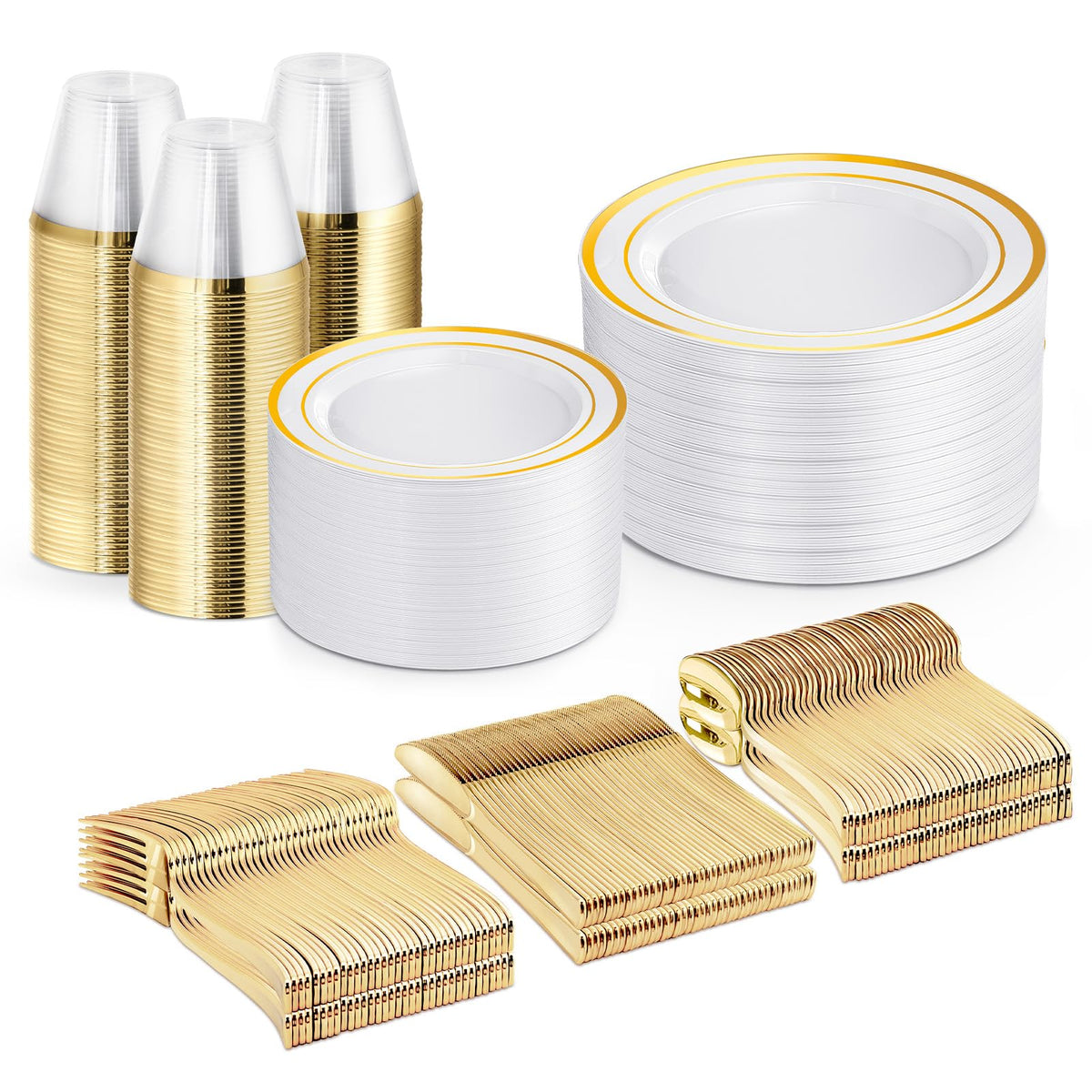 WELLIFE 600 PCS Silver Disposable Dinnerware Set for 100 Guests