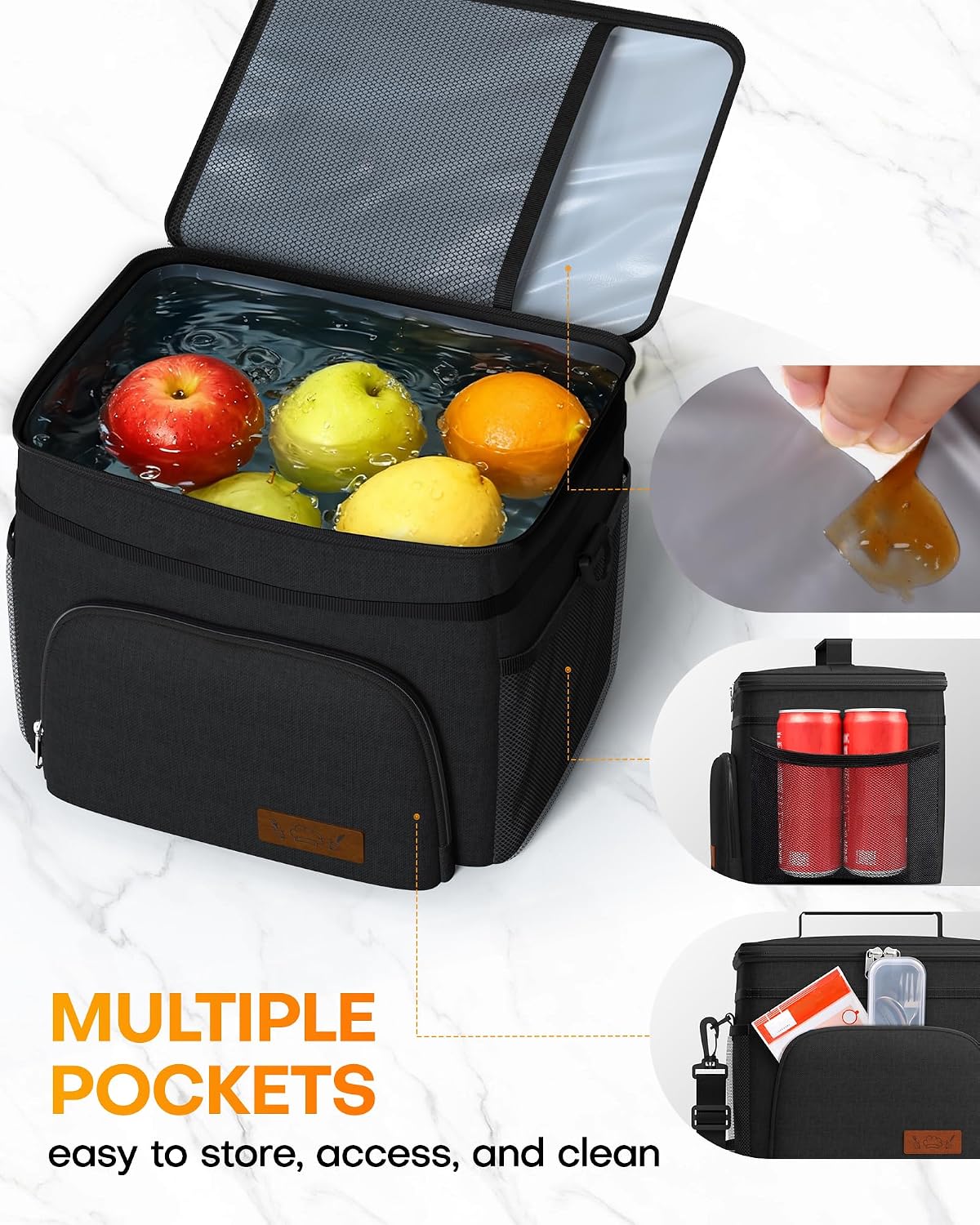 HOTOR Insulated Lunch Box Men Women Leak-Proof Cooler Lunch Bag 15L