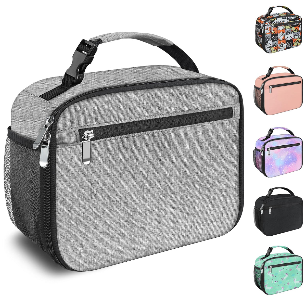 Kids Lunch Box for Boys Girls Lunch Bag Insulated Durable Lunchbox Children Lunch Tote Bag for School Black