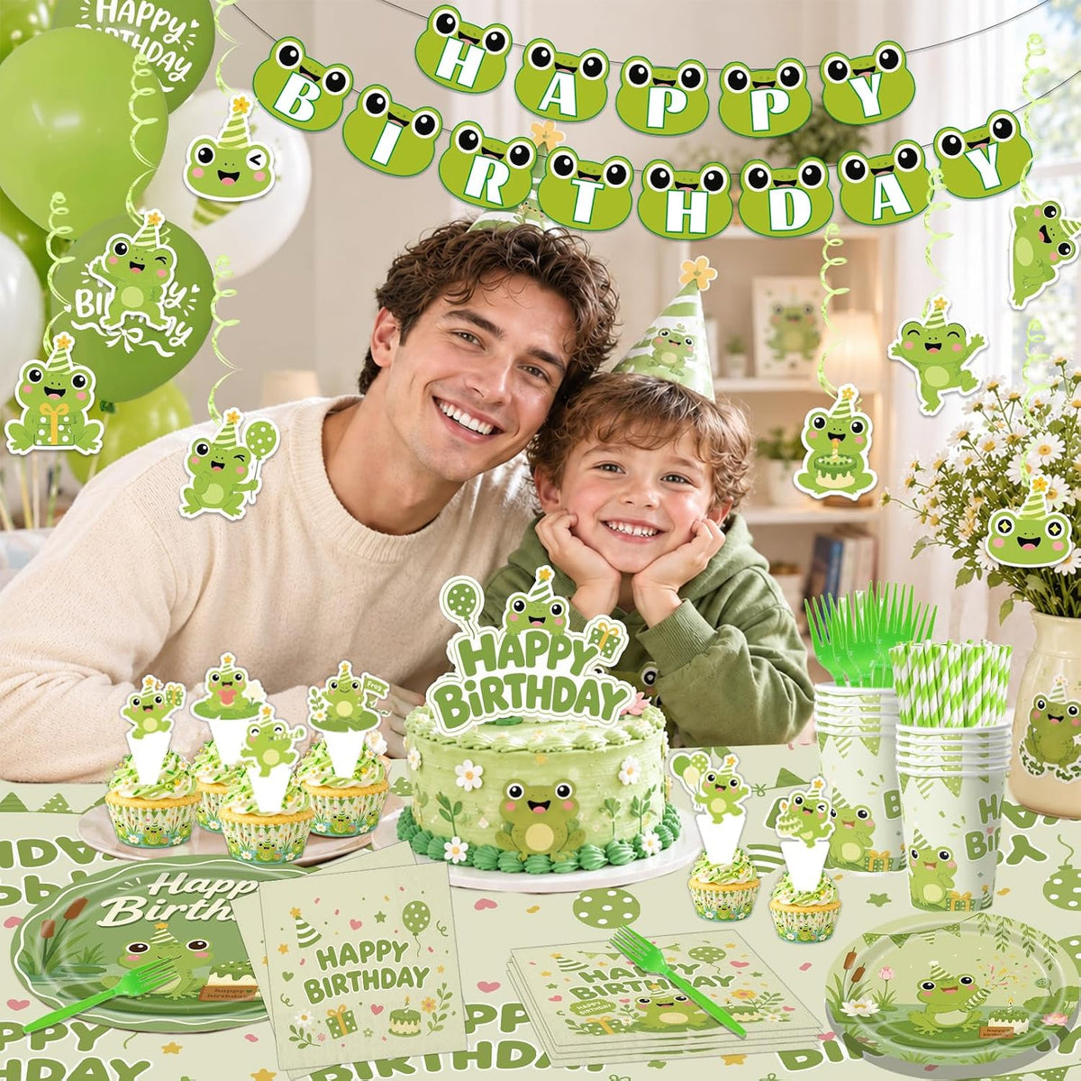 197 PCS Frog Birthday Party Supplies, Cute Frog Decorations for Kids