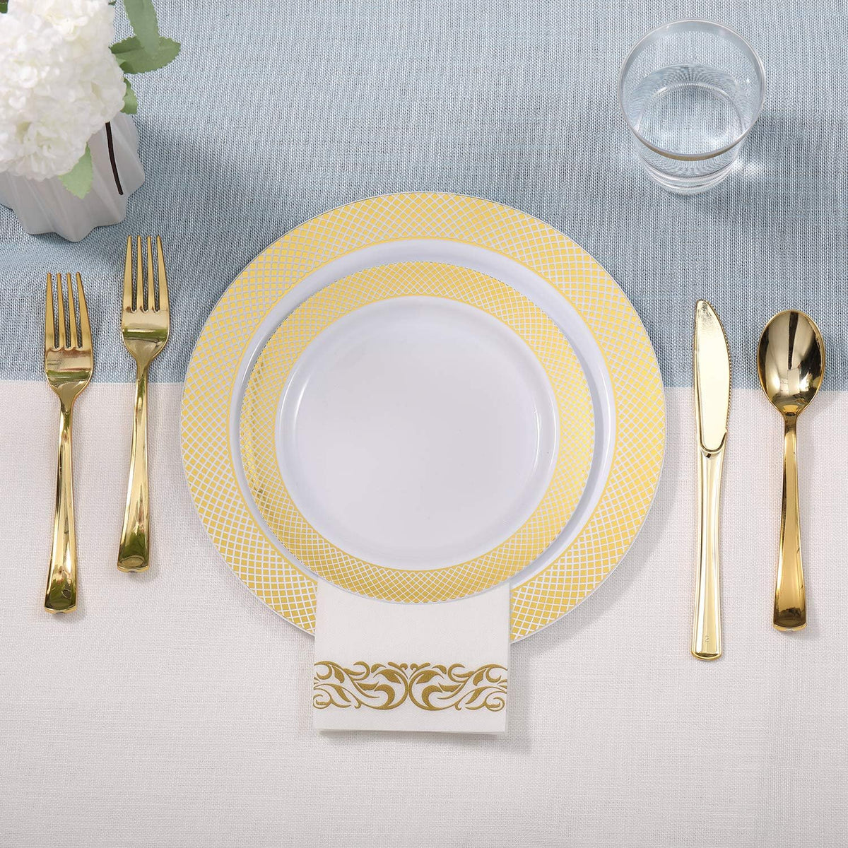 FOCUSLINE 175 Pieces Gold Dinnerware Set for 25 Guests