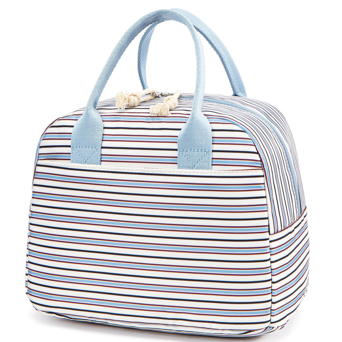 LOVELYWIND Lunch Box for Women,Insulated Lunch Bag,Green Stripe14-Can(9L)
