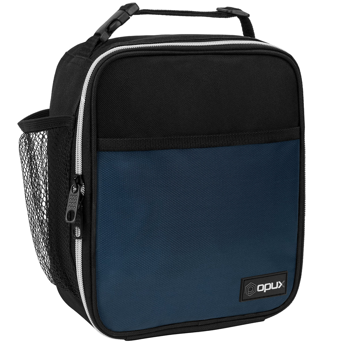 opux Insulated Lunch Bag for Kids Boys Girls, Small Compact Lunch Box with Wide Opening & Mesh Pockets, Reusable Lunch Pail for School, Work, Adults, Men, Women, Charcoal Grey