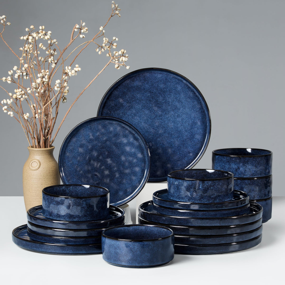 HaWare Dinnerware Sets, 12-Piece Plates and Bowls Set, Speckled White
