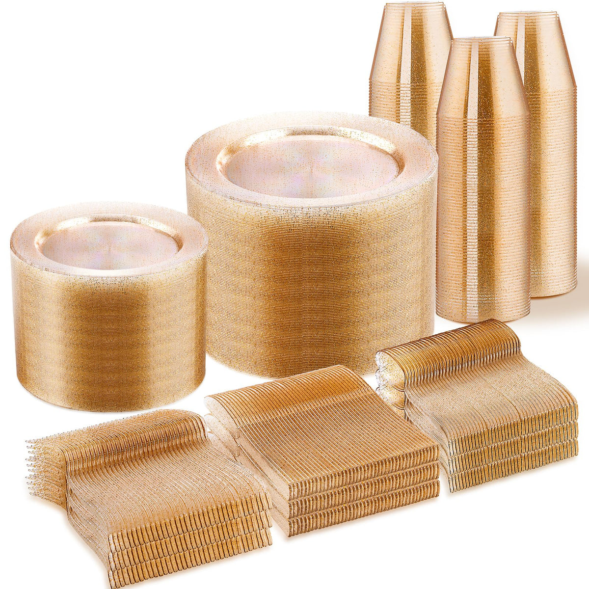 WELLIFE 600 PCS Silver Disposable Dinnerware Set for 100 Guests