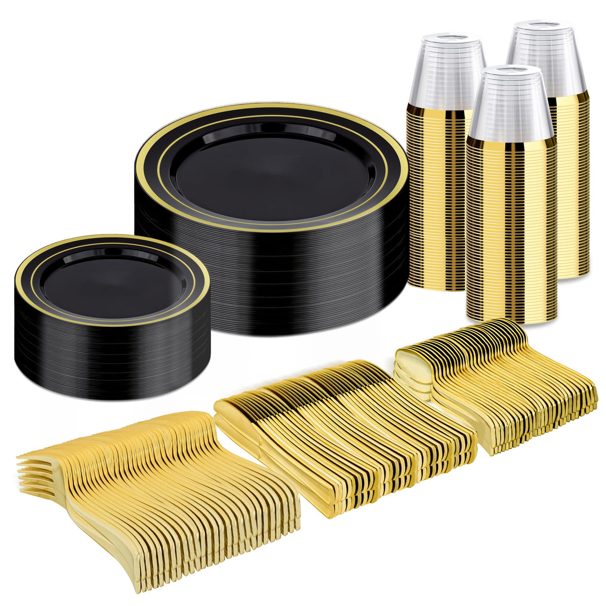 BESTVIP 600PCS Gold Dinnerware Set for 100 Guests,