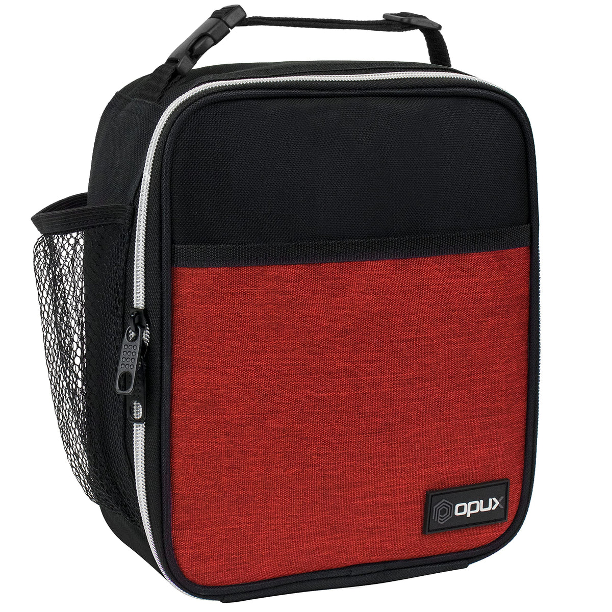 opux Insulated Lunch Bag for Kids Boys Girls, Small Compact Lunch Box with Wide Opening & Mesh Pockets, Reusable Lunch Pail for School, Work, Adults, Men, Women, Charcoal Grey