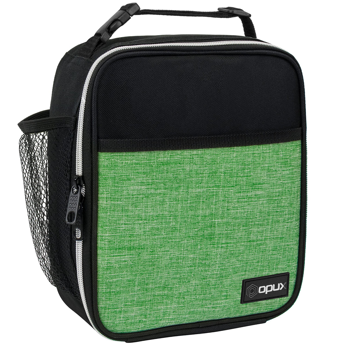 opux Insulated Lunch Bag for Kids Boys Girls, Small Compact Lunch Box with Wide Opening & Mesh Pockets, Reusable Lunch Pail for School, Work, Adults, Men, Women, Charcoal Grey