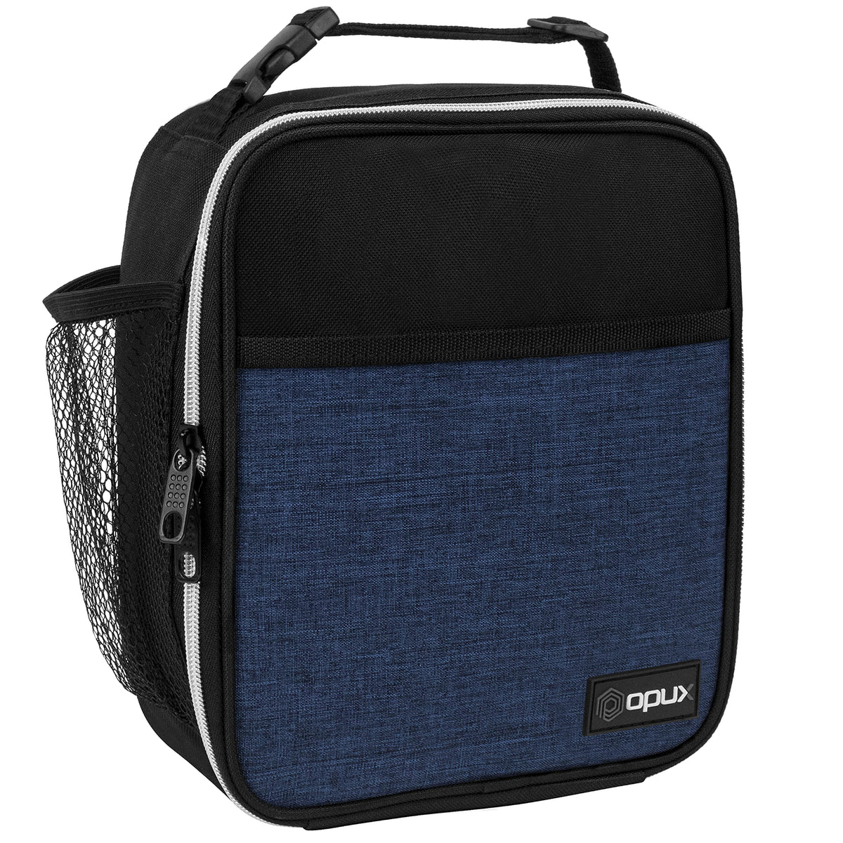opux Insulated Lunch Bag for Kids Boys Girls, Small Compact Lunch Box with Wide Opening & Mesh Pockets, Reusable Lunch Pail for School, Work, Adults, Men, Women, Charcoal Grey